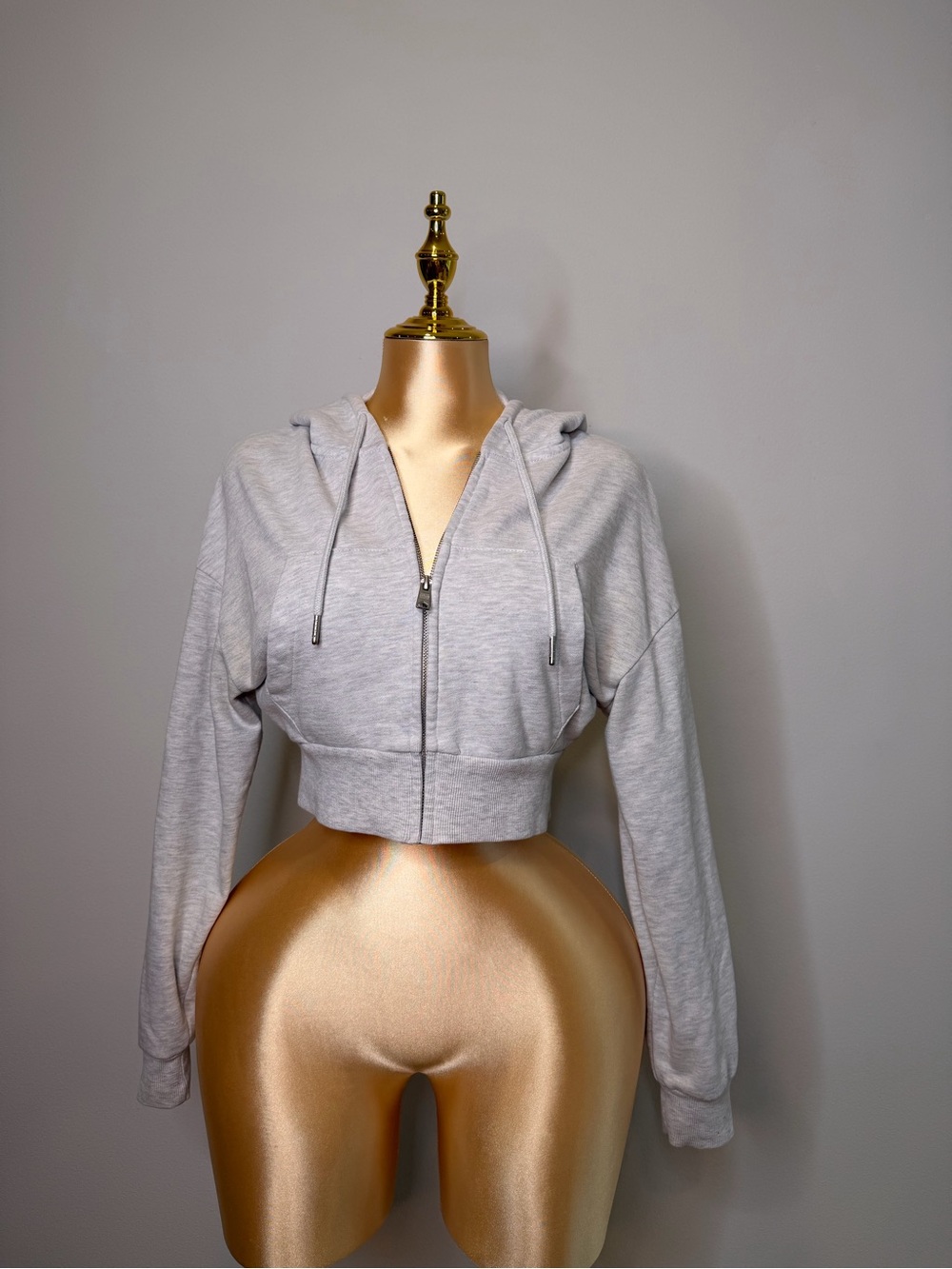 Garage Heather Gray Cropped Zip Up Hoodie XS